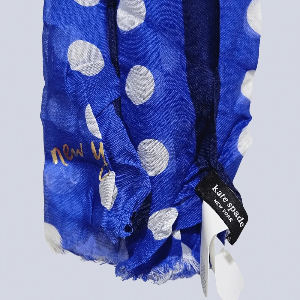 Kate Spade Scarf Wild Blue Iris New York Dots & Bubbles Oblong Vacation Summer